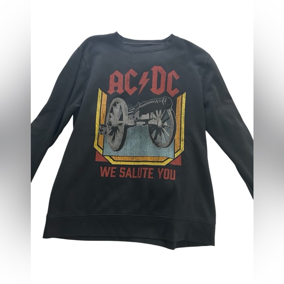 Men’s Black AC/DC Band Graphic Sweatshirt Size Medium we salute you‎ - Picture 1 of 5